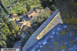 particolare del castello di poppiano col borgo