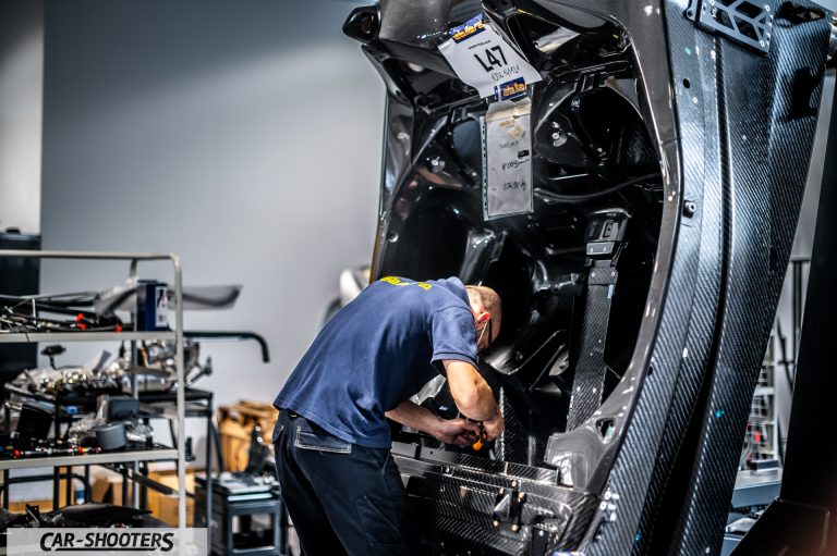 Dallara &ndash; detail, carbon fiber chassis assembly in a workshop